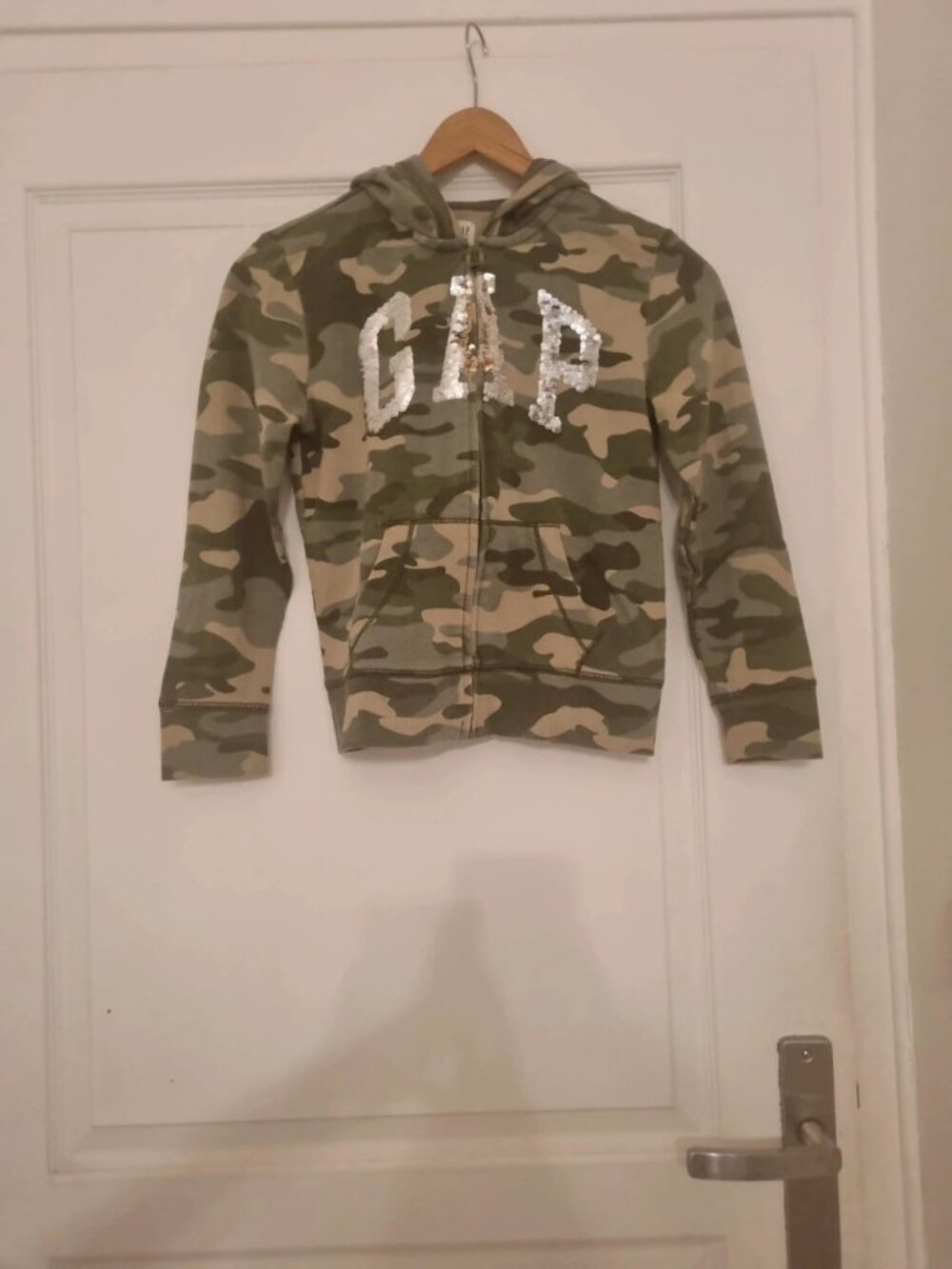 Kids Camo Full Zip Hoodie Reversible Sequin Logo Girls Size M